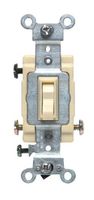 Leviton 54503-2I 15 Amp, 120/277 Volt, Toggle Framed 3-Way AC Quiet Switch, Commercial Grade, Grounding, Ivory