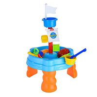 Beach Table Toy,SuperUS Round Sand Table Game Table Summer Beach Game Toy Sandglass Play Kids Sand 20PCS