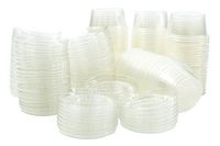Plastic Jello Shot Cups By Green Direct - Disposable 2 oz Clear Cups With Lids - Useful for any Party for Souffle Dessert or Ice Cream for hot & cold - Portion Condiment Sample Cup Pack of 100