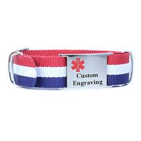My Identity Doctor - Sports Medical ID Bracelet with Custom Engraving - Soft Nylon - Red, White and Blue
