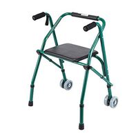 Luckya Folding Walker with Seat Plate for The Elderly Four Feet Crutches Rehabilitation Walker Rollator - 61 28 91cm Non-Slip Walking Stick with Hospital