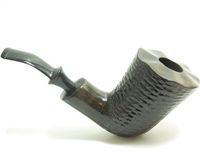 Mr. Brog Full Bent Tobacco Pipe - Xol Ebony Rusticated - Pear Wood Roots - Hand Made