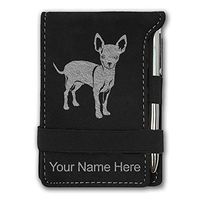 Mini Notepad, Chihuahua Dog, Personalized Engraving Included (Black with Silver)