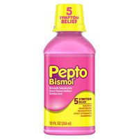 Pepto-Bismol Liquid 5 Symptom Upset Stomach Reliever Antidiarrheal, Original, 12 Ounces