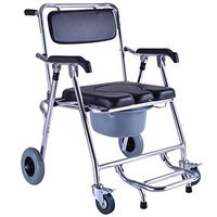 Mobile Bedside Toilets and Transport Wheelchairs Lightweight Folding Mobility Assistance for The Elderly and Disabled, Shower Wheelchairs with Brakes