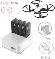 Battery Charger for DJI Tello Drone, Rucan 4in1 Multi Battery Charger Hub RC Intelligent Quick Charging (US Plug)