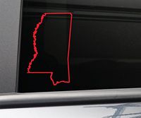 Nashville Decals Mississippi Vinyl Decal Laptop Car Truck Bumper Window Sticker, 6.5" x 4", Red