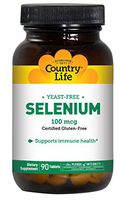 Country Life Selenium 100mcg Clean Super Antioxidant & Immune Health Support Supplement - Essential Trace Mineral Bioactive Form - Yeast-Free, Gluten-Free, Vegan - 90 Tablets