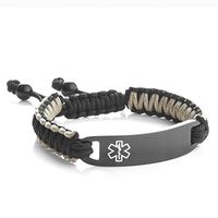 StickyJ USA Medical Drawstring Bracelet in Black & Grey