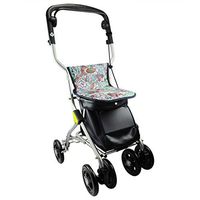 Walkers Old Man Shopping Cart Foldable Comfortable Light Cart with Seat Four Wheel Gift (Color : Black, Size : 504385cm)