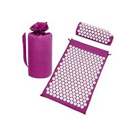 Acupressure Mat Head Neck Back Foot Massage Cushion Pillow for Yoga Spike Mat Anti-Stress Acupuncture Needle Massager,Purple in Set