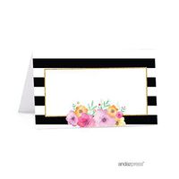 Andaz Press Floral Gold Glitter Print Wedding Collection, Printable Table Tent Place Cards, 20-Pack