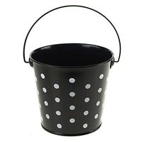 Polka Dot Metal Pail Buckets Party Favor, 5-inch (Black)
