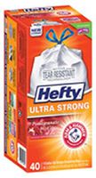 Hefty E84539 13 gal Pomegranate Mist Ultra Strong Drawstring Trash Bag44; White - 40 Count