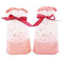 SumDirect 50 Pcs Sakura Cherry Blossom Stand up Treat Bags Party Favor Bags Dessert Bags Cookie Bags Candy Bags Food Storage Bags with Pink Satin Drawstring-6x9.3 inches
