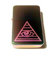 Vector KGM Thunderbird Custom Lighter - All Seeing Eye Pyramid Logo Sparkle Prism Rainbow Polish Chrome Rare!
