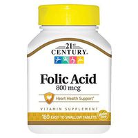 21st Century, Folic Acid 800mcg 180 Tablets