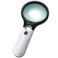 Happy Hours - Handheld Led Light Magnifier / 3 x Magnifying for Large Lens and 45 Times for Small Lens Reading Glass/Simple Illumiated Magnifier Mirror