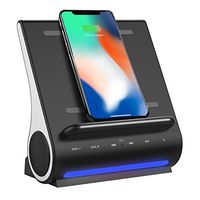Wireless Charging Pad Docking Station LED Bluetooth Speaker AZPEN D100 Super Bass Stereo Subwoofer with Multi USB Ports for Android