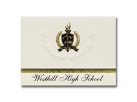 Signature Announcements Westhill High School (Syracuse, NY) Graduation Announcements, Presidential style, Basic package of 25 with Gold & Black Metallic Foil seal