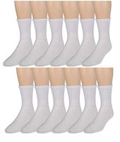 Women's Diabetic Socks - Loose Crew Fit For Better Circulation -12 Pack- By Zeke (9-11 Sock/4-10.5 Shoe, 12 Pk White)