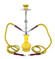 2 hose 20" Yellow Hookah shisha nargila bar narguile nargile glass water Vase