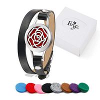 Gift for Girls/Women, Aromatherapy Bracelet Essential Oil Diffuser Bracelet, Stainless Steel Leather with Jewelry, 8 Cotton Pads, Birthday, Mother's Day, Christmas Creative Gift