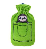 Classic Rubber Hot/Cold Water Bottle with Soft Fleece Cover (400ML,Green)