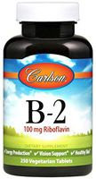 Carlson - B-2, 100 mg Riboflavin, Energy Production, Vision Support & Healthy Skin, 100 Vegetarian Tablets