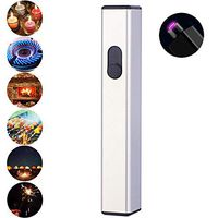 Navpeak Mini Arc Plasma Lighter Rechargeable Windproof USB Thin Electric Lighters for Cigarette Candle BBQ Stove Kitchen (Silver)