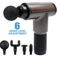 JMERY Percussion Massage Gun, 6 Speeds Super Quiet and High Intensity Deep Tissue Vibration Muscle Massager with 4 Massage Heads (Champagne Black)