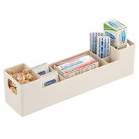 mDesign Plastic Storage Organizer Bin with Handles - Divided Organizer for Vitamins, Supplements, Serums, Essential Oils, Medicine Pill Bottles, Adhesive Bandages, First Aid Supplies - Cream/Beige