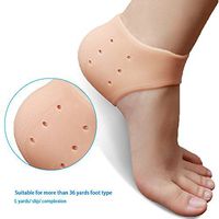 Silicone Gel Cracked Heel Protector Foot Cushion Pad Heel Liner Cracked Feet Protectors Cracked Feet Moisturing Foot Care Protector (M, Beige)
