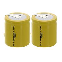 2x Exell 1/2D Size 1.2V 2500mAh NiCD Rechargeable Batteries with Tabs for high power static applications (Telecoms, UPS and Smart grid), electric mopeds, meters, radios, RC devices, electric tools
