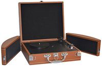 Upgraded Pyle Vintage Record Player - Classic Vinyl Player, Turntable, Rechargeable Batteries, Bluetooth Enabled Devices, MP3 Vinyl, Music Editing Software Included, Works w/ Mac & PC, 2 Speed - PVTTBT8BR