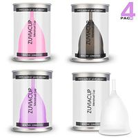 Menstrual Cup - Reusable Period Cup Softcups Set of 4 - Moon Cup Feminine Hygiene Products- Best Alternative Protection to Tampons and Cloth Sanitary - Regular and Heavy Flow (2 Small, 2 Large)