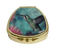 MaXing Personalized Humming Bird Custom Gold Glass Fan Shape Pill Case Stainless Steel Pill Box Decorative Case