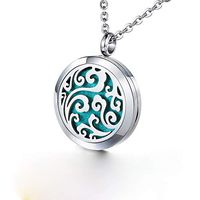 Essential Oil Necklace 316L Stainless Steel Aromatherapy Necklace for Women 30mm Oil Diffuser Necklace Locket Pendant 22+2 inch Necklace Chain 12 Refill Pads (Cloud)