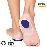 Heel Cups, Silicone Heel Gel Pads Shoe Inserts for Plantar Fasciitis Sore Heel Pain Bone Spur Achilles Pain Pad & Shock Absorbing Support