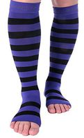 Doc Miller Open Toe Compression Socks 1 Pair 15-20 mmHg Firm Graduated Support for Circulation Surgery Recovery Varicose Veins POTS (Prp-Blk, M)