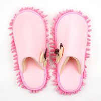 KISSTAKER One Pair Mop Cleaning Dusters House Slippers Shoes Cover Detachable Mopping Shoes (Pink Bow-Knot)