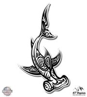 Hammerhead Shark Tribal - 12" Vinyl Sticker Waterproof Decal
