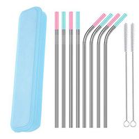 Vcenty Tube Reusable Stainless Steel Straws with Travel Case | Cleaning Brush | Eco Friendly Extra Long Metal Straws Drinking for 20/30 oz