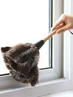 Ostrich Feather Duster, Anti-Static Ostrich Feather Duster with Solid Wooden Handle Easy to Clean and Reuse Feathers Duster Cleaning Brush Tool,C