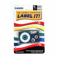 Casio 6mm Black on White Label Printer Tape