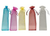 Ankirol 100pcs Sheer Organza Fan Bags 2.4X10.6 INCH Folding Fan Organza Gift Bag Gift Pouch with Drawstring Silk Pouches for Hand Fans (Mix)