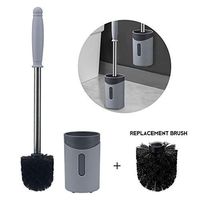 UTAKE Toilet Brush and Holder Set Toilet Brush with Aluminum Handle for Bathroom Soft Silicone Bristle Toilet Bowl Brush with Sticky Hook