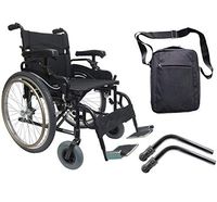 Karman KM8520F22W Aluminum Lightweight Bariatric Manual Wheelchair, Fixed Wheels & Heavy-Duty Front Polyurethane Casters 22"W X 18" D Seat & Free Anti-tippers + Front Zip Pocket Bag!