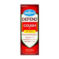Cough Syrup by Hyland's Defend, Dry Cough Medicine, Mucus and Sore Throat Relief, Non-Drowsy, Natural Cough Suppressant for Adults, 4 Fl Oz