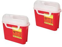 2 Pack BD Sharps Collector Patient Room Container Bins - Red - 305443 - 5.4 qt (5.1 L)